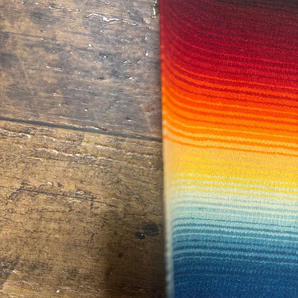 Antique Southwestern Serape Blanket Rug Table‎ Runner Fringe Teal Diamond